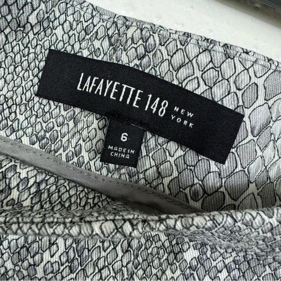 Lafayette 148 New York Stanton size 6 career Gray Animal print Patterned Pants - Picture 5 of 8